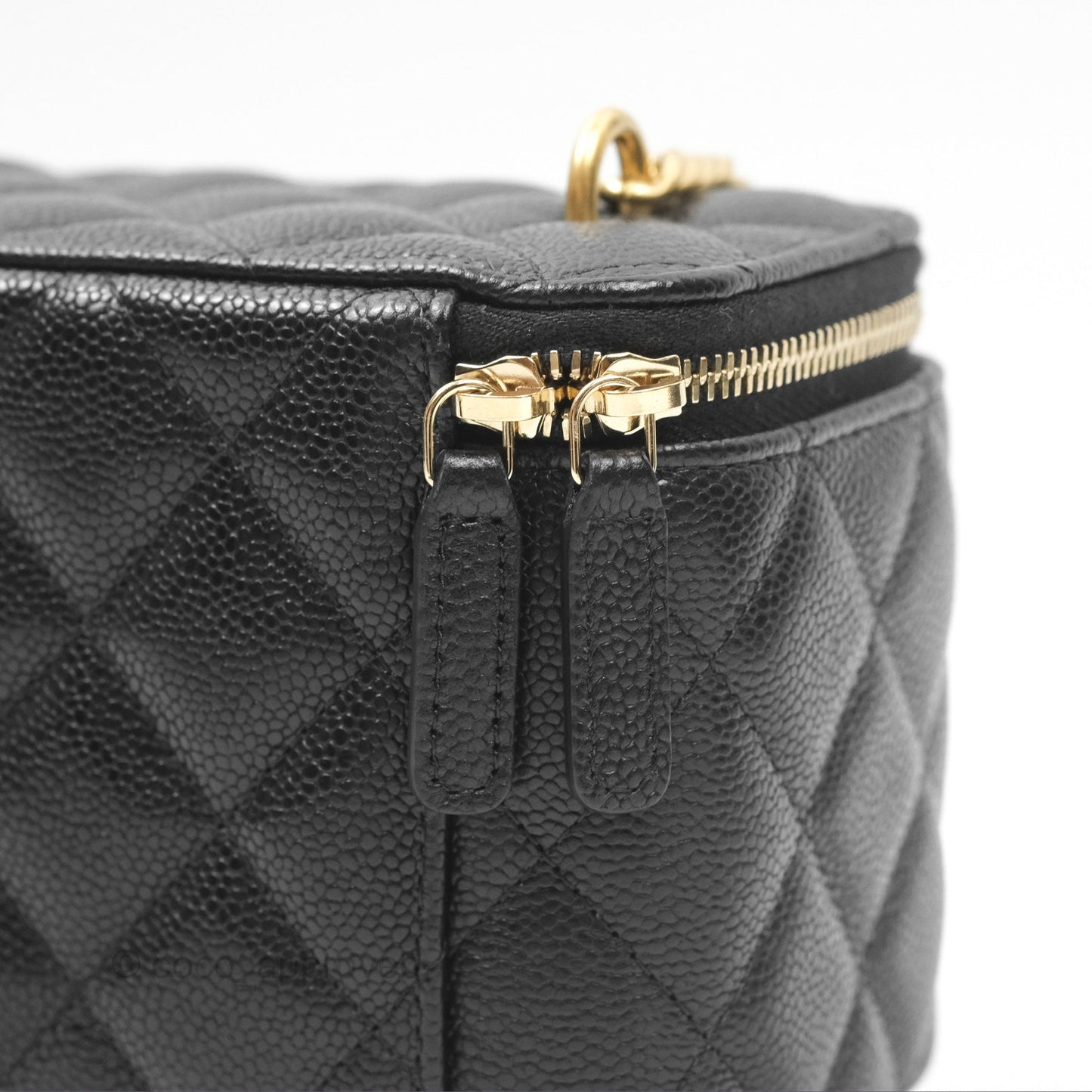 Chanel Vanity with Heart Adjustable Chain Black Caviar Aged Gold Hardware