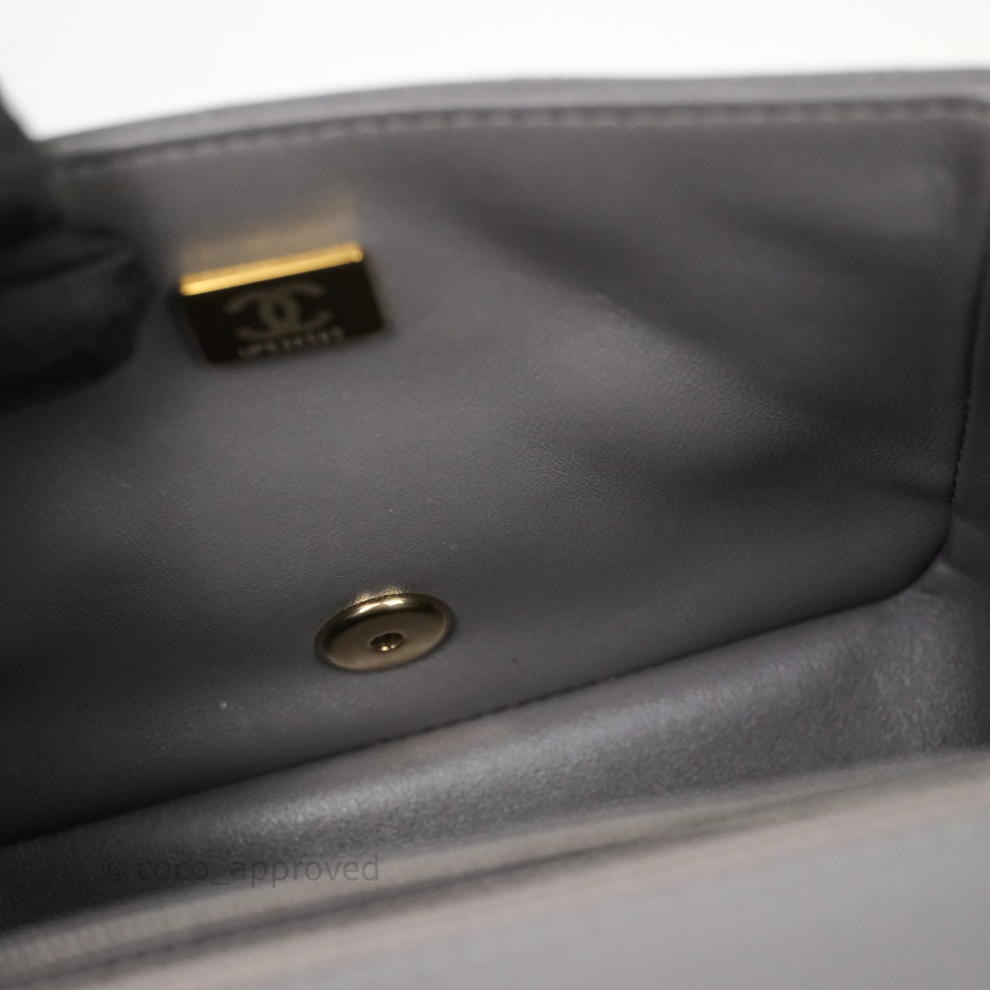 Chanel Mini Square Quilted Grey Lambskin Gold Hardware