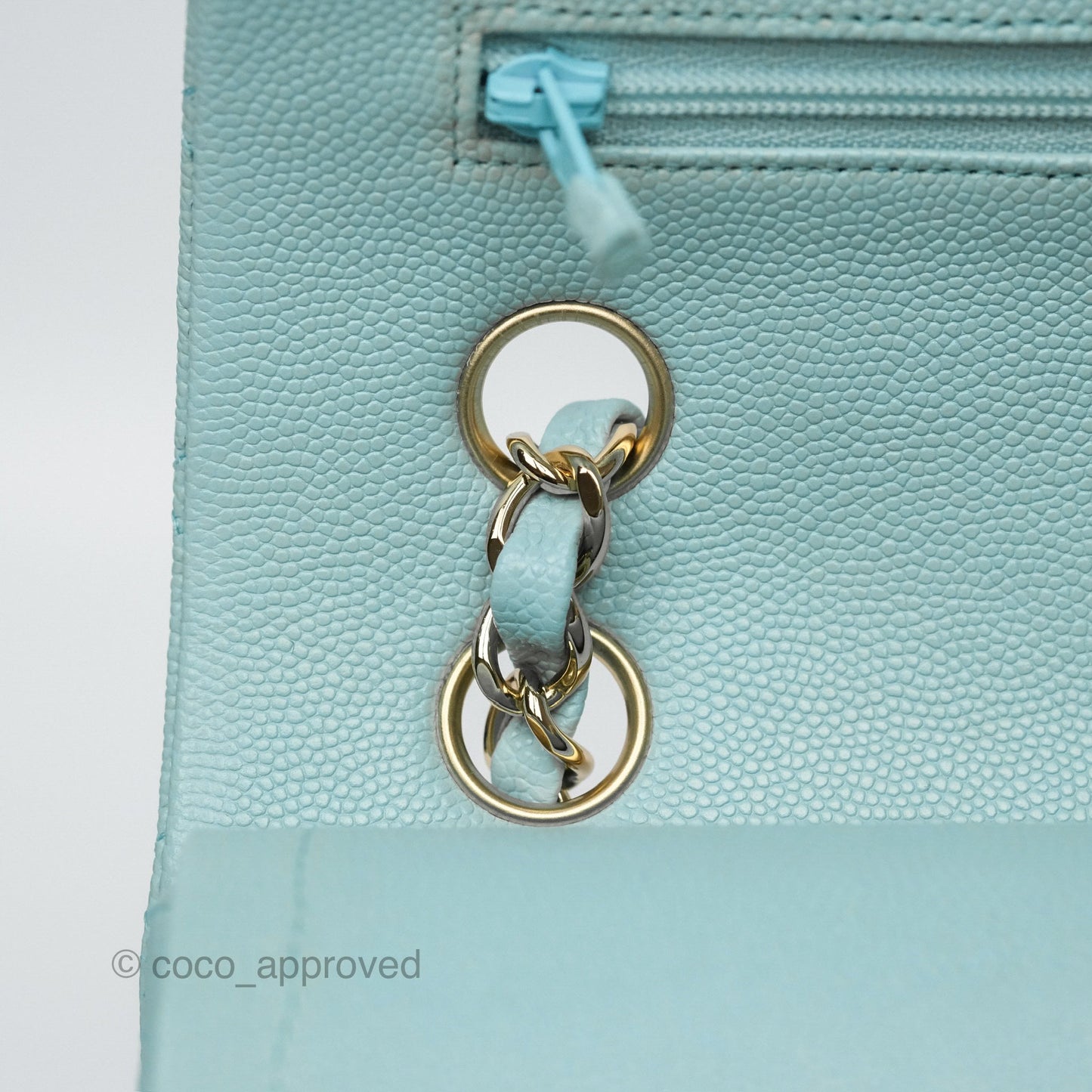 Chanel Small S/M Classic Flap Quilted Tiffany Blue Caviar Gold Hardware