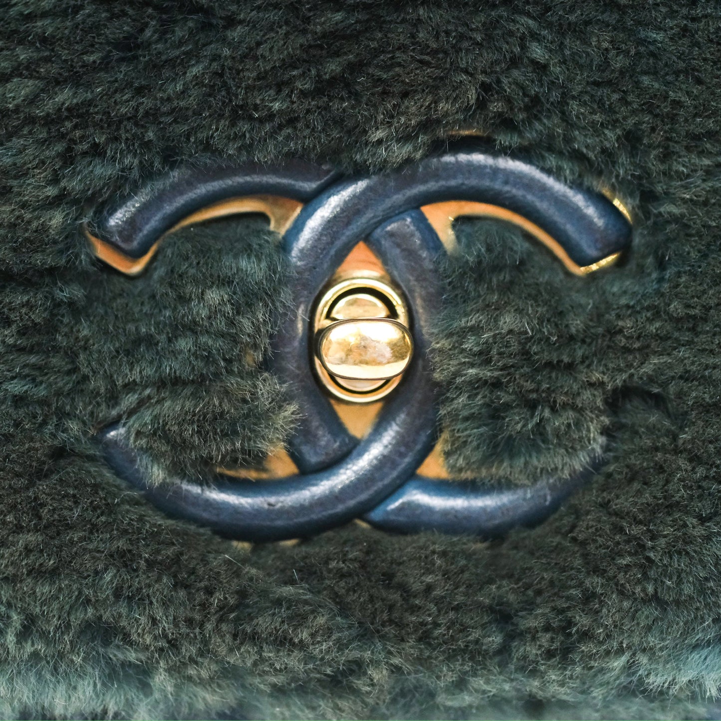 Chanel Top Handle Bag Green Blue Orylag Fur 17A