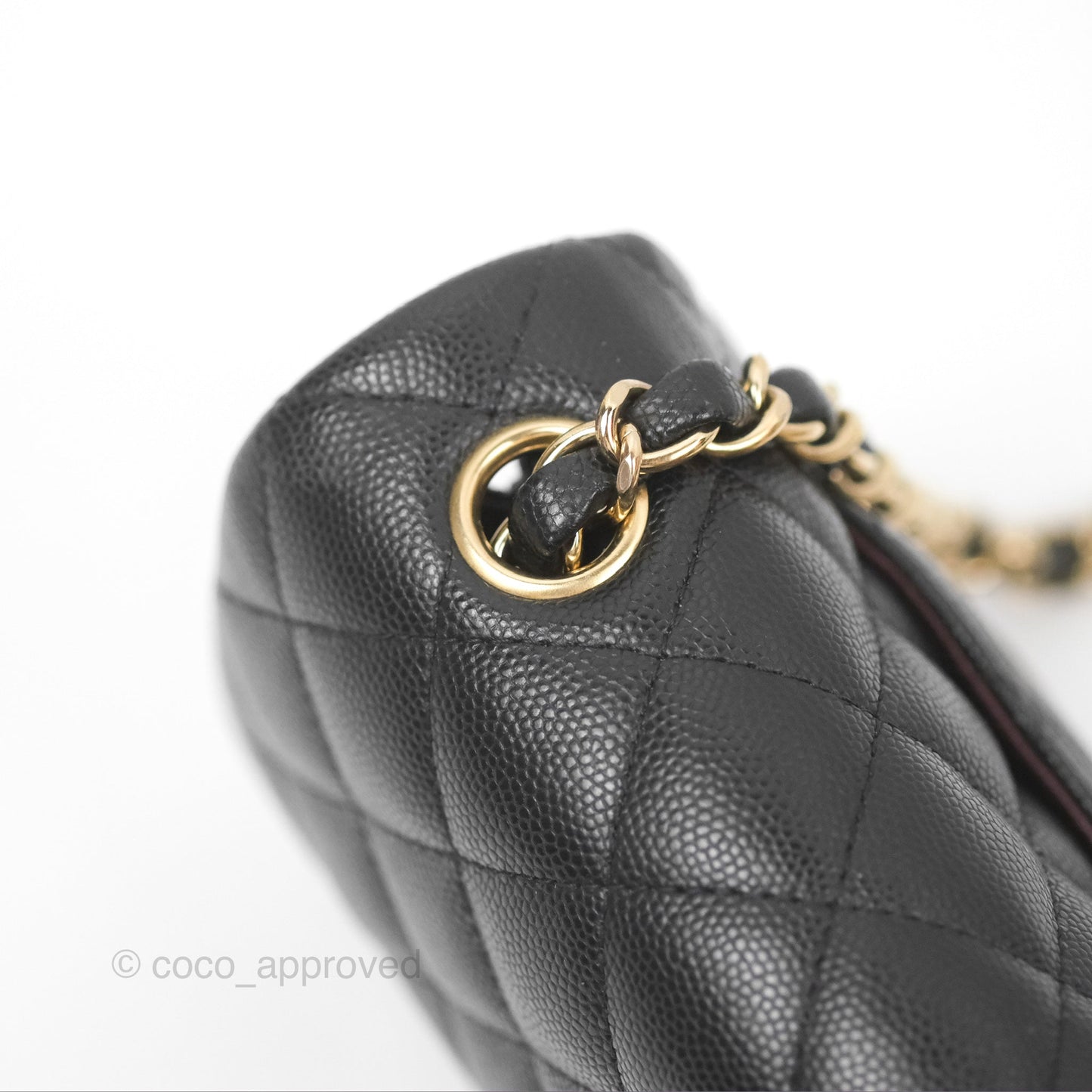 Chanel Quilted Mini Rectangular Black Caviar Gold Hardware 17B