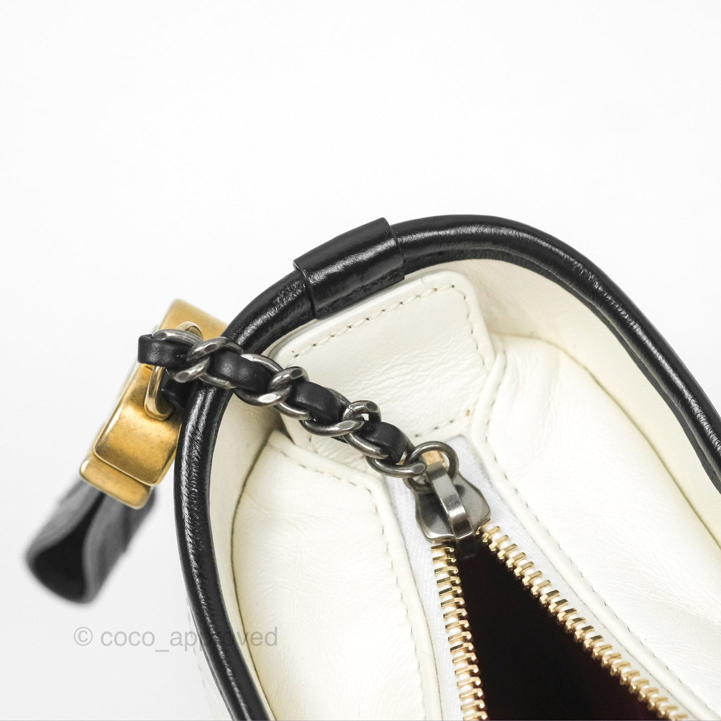 Chanel Small Gabrielle Hobo Quilted Black White Aged Calfskin