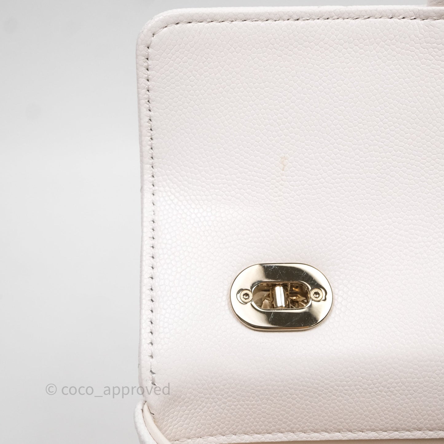 Chanel Small Coco Lady Quilted Flap Bag With Top Handle White Calfskin Gold Hardware