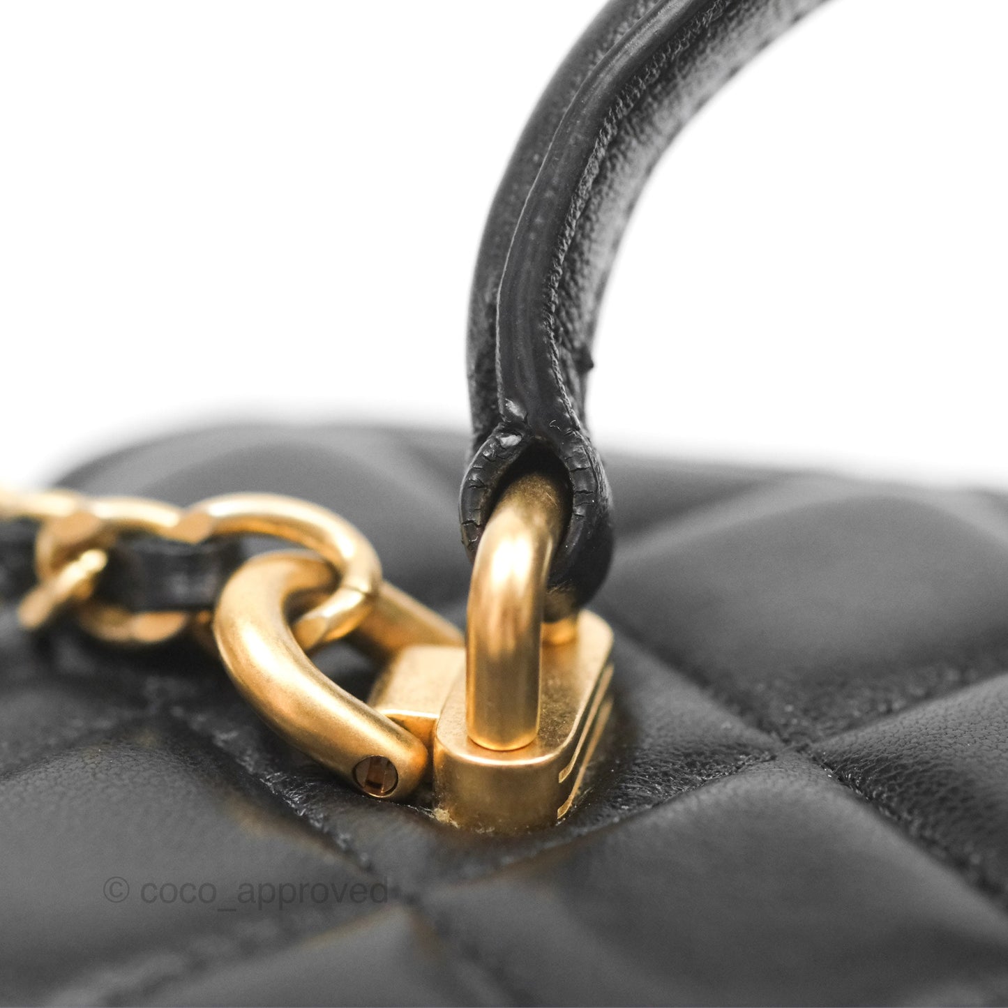 Chanel Vanity Rectangular Top Handle Black Lambskin Aged Gold Hardware