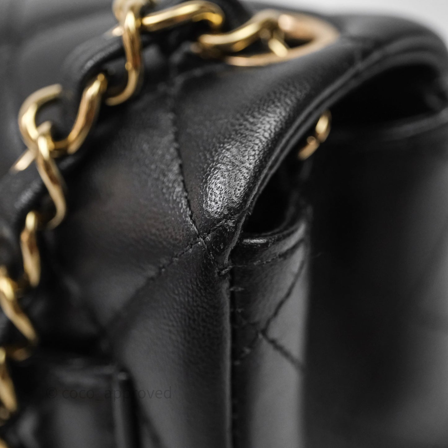 Chanel Mini Square Quilted Black Lambskin Gold Hardware