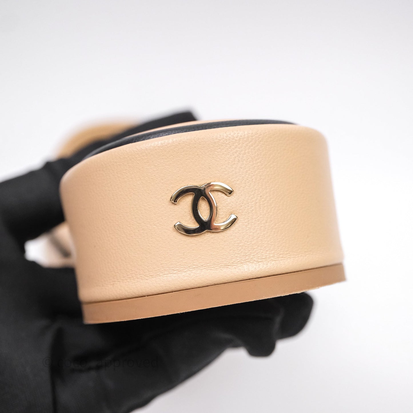 Chanel Logo Slippers Beige Size 37.5