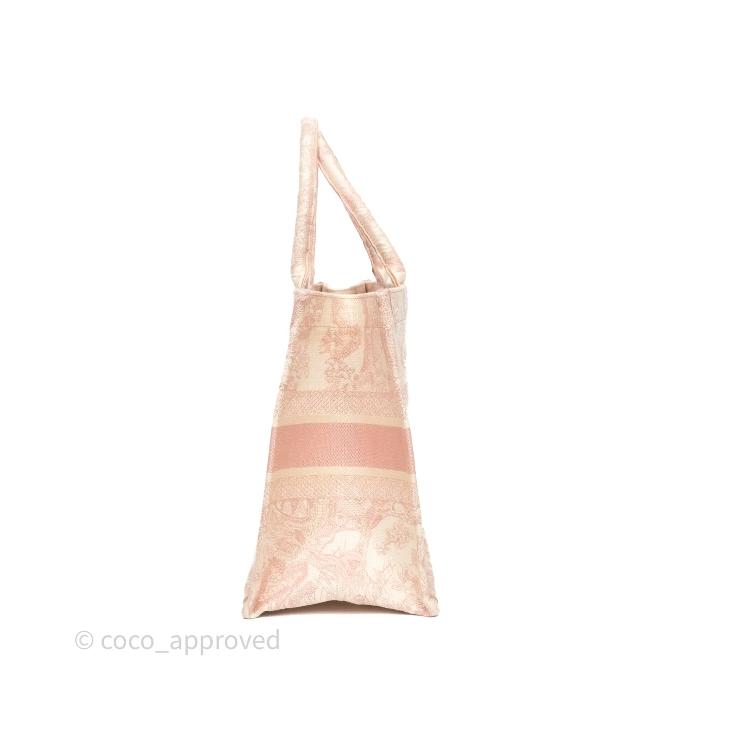 Christian Dior Medium Book Tote Ecru and Pink Toile de Jouy Embroidery