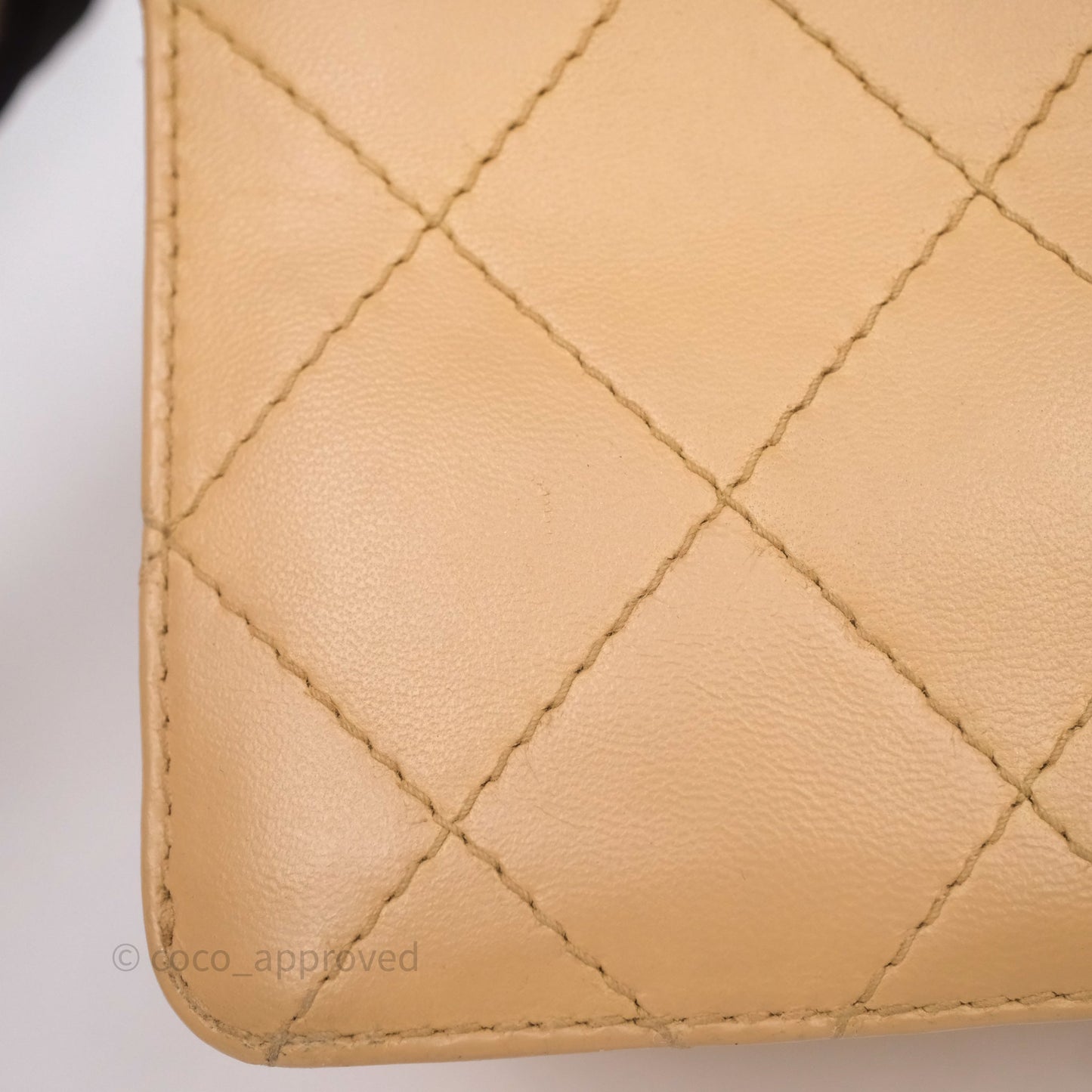 Chanel Vintage Quilted Kelly Shoulder Bag Beige Silver Hardware