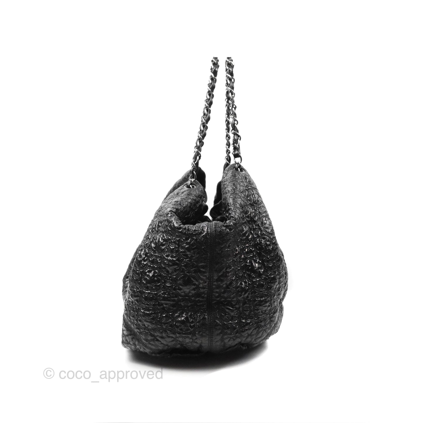 Chanel Rock In Moscow Cabas Tote Bag Black Glazed Crumpled Leather Gun Metal