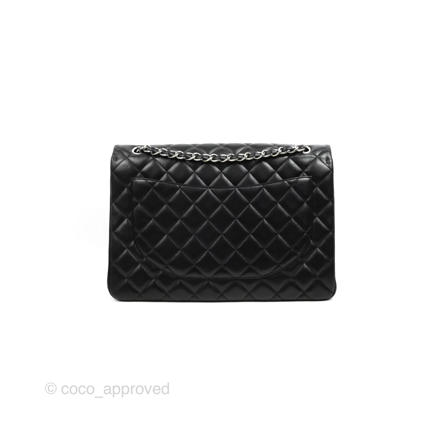 Chanel Single Flap Maxi Lambskin Black Silver Hardware