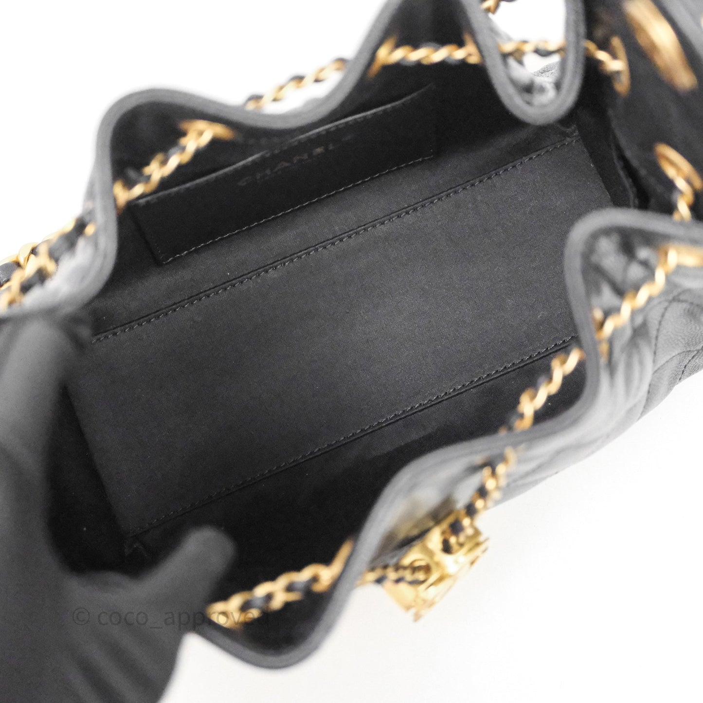 Chanel 25 Mini Black Caviar Aged Gold Hardware