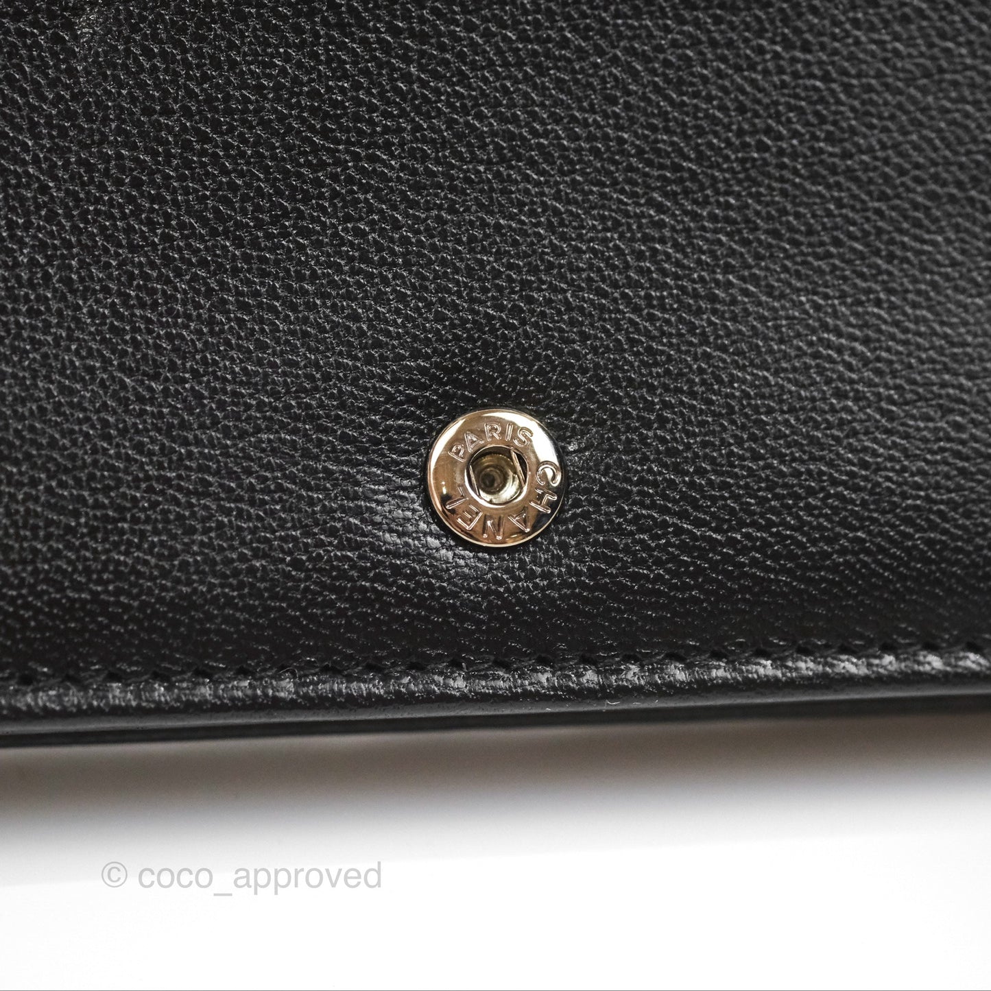 Chanel Diamond CC Wallet On Chain WOC Black Goatskin Silver Hardware