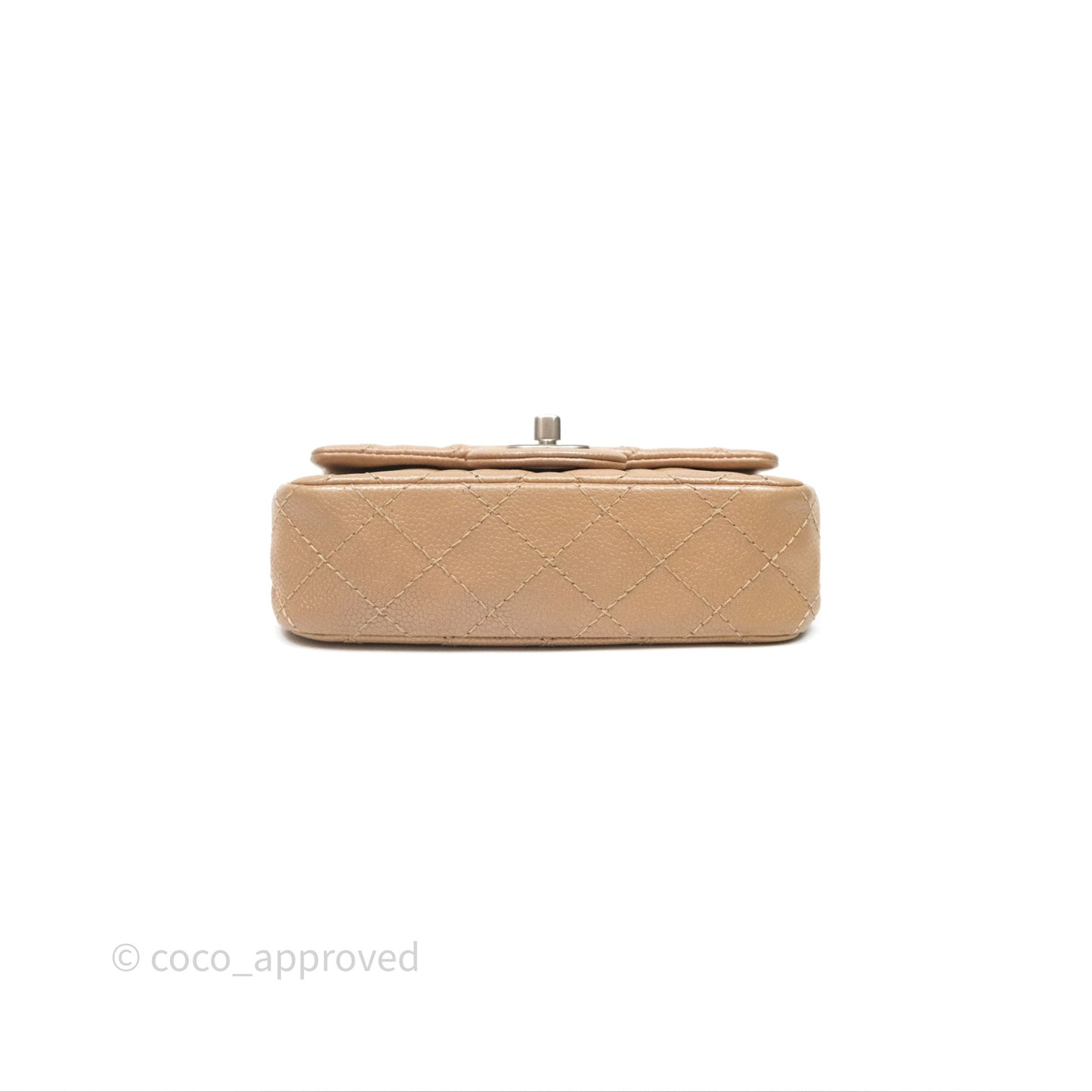Chanel Quilted Extra Mini Rectangular Flap Beige Caviar Matt Silver Hardware