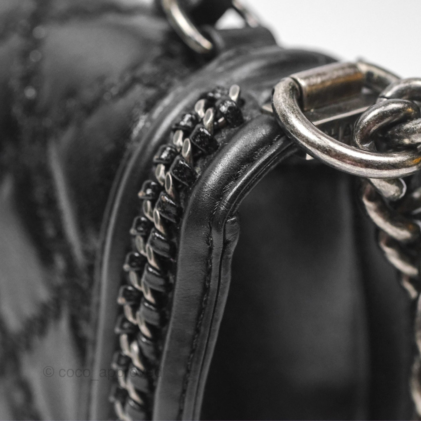 Chanel Small Chain Around Top Handle Boy Black Calfskin Ruthenium Hardware