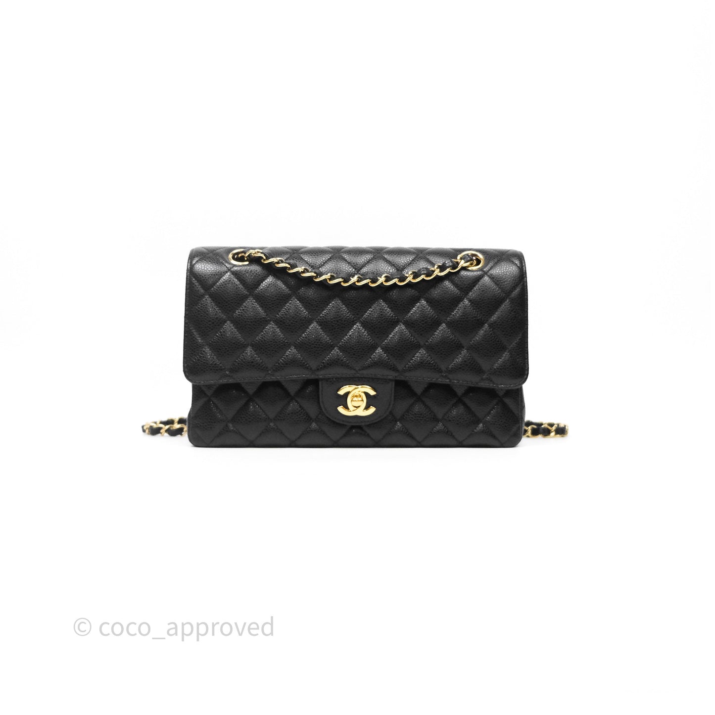 Chanel Classic Medium Flap Quilted Black Caviar Gold Hardware