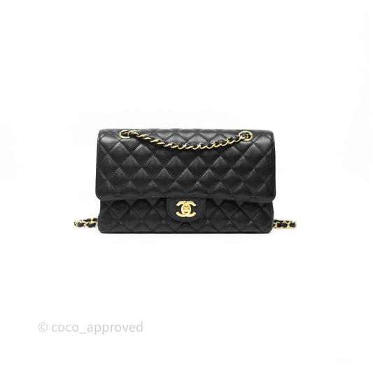 Chanel Classic Medium Flap Quilted Black Caviar Gold Hardware