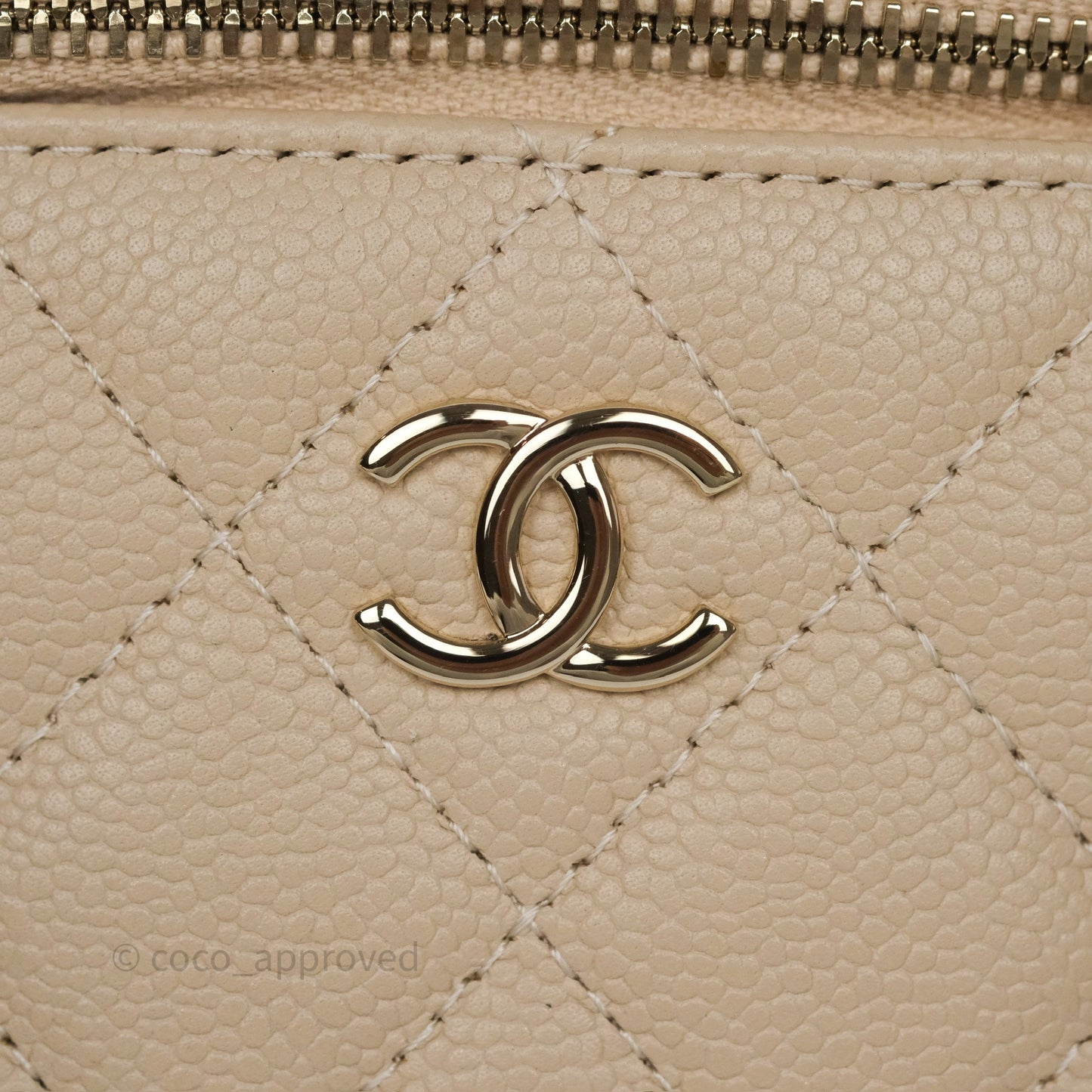 Chanel Mini Vanity With CC Chain Beige Caviar Gold Hardware