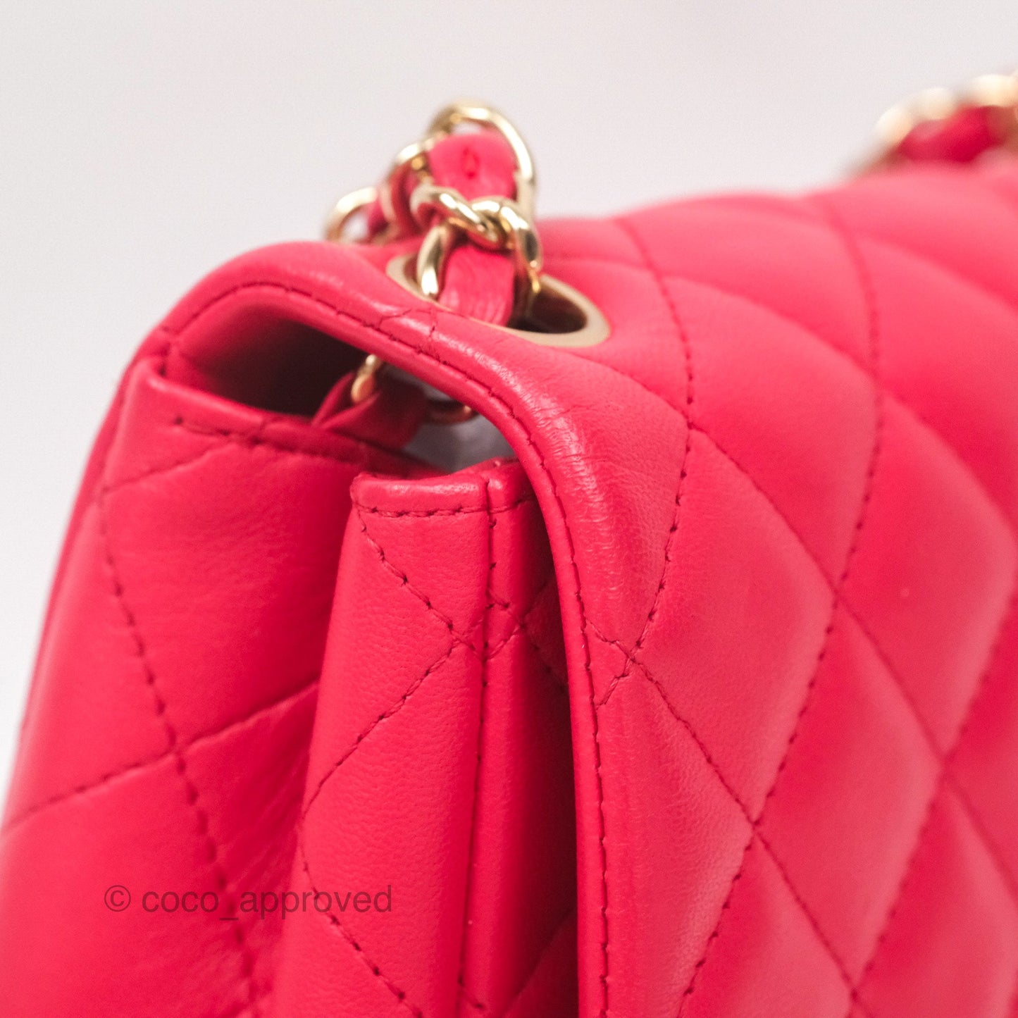 Chanel Mini Square Quilted Red Lambskin Gold Hardware