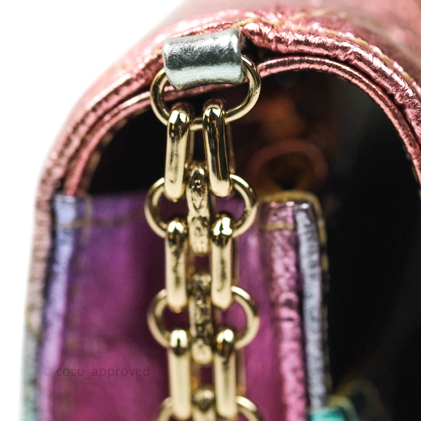 Chanel Quilted Reissue Wallet On Chain WOC Metallic Rainbow Aged Calfskin Gold Hardware