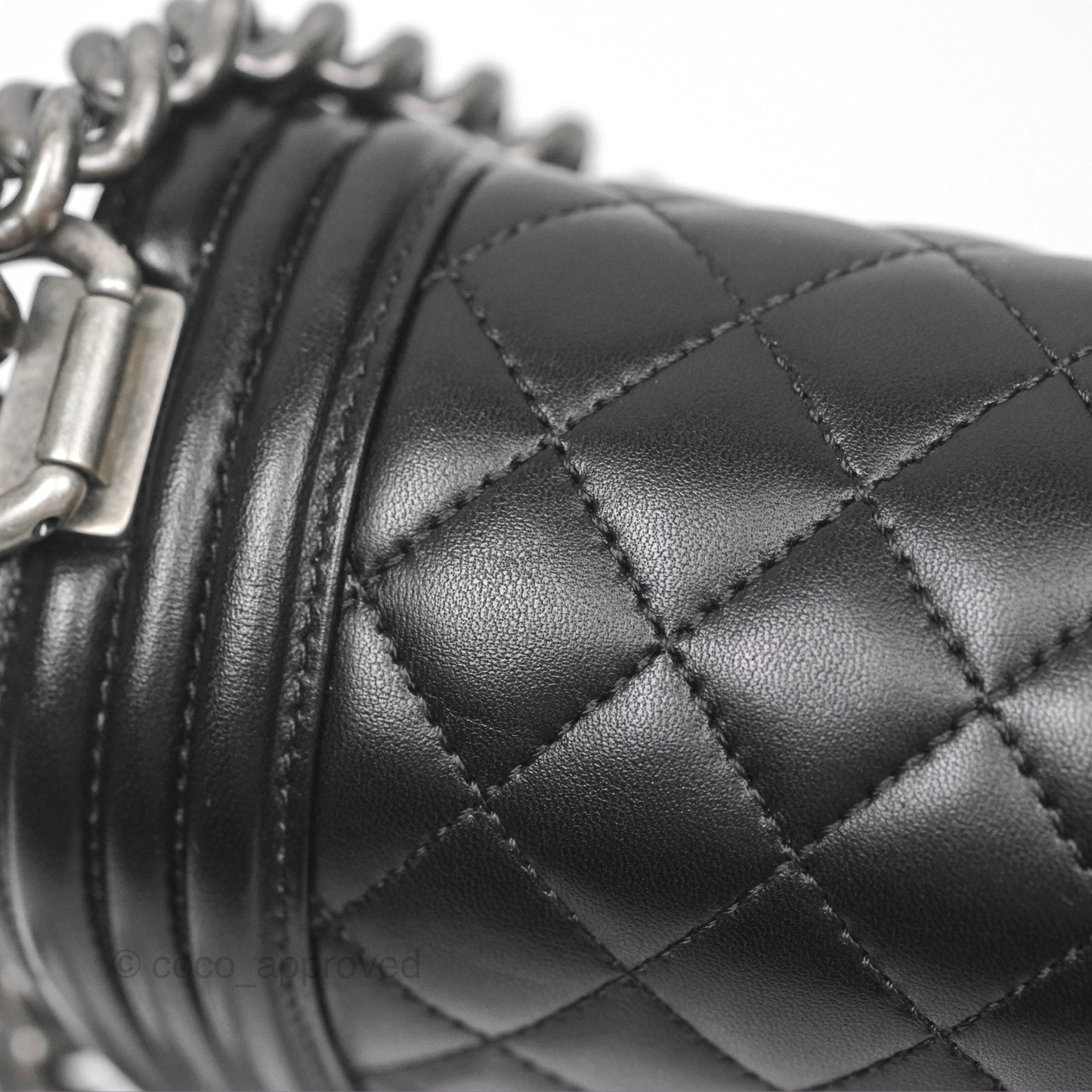 Chanel Quilted New Medium Boy Black Lambskin Ruthenium Hardware