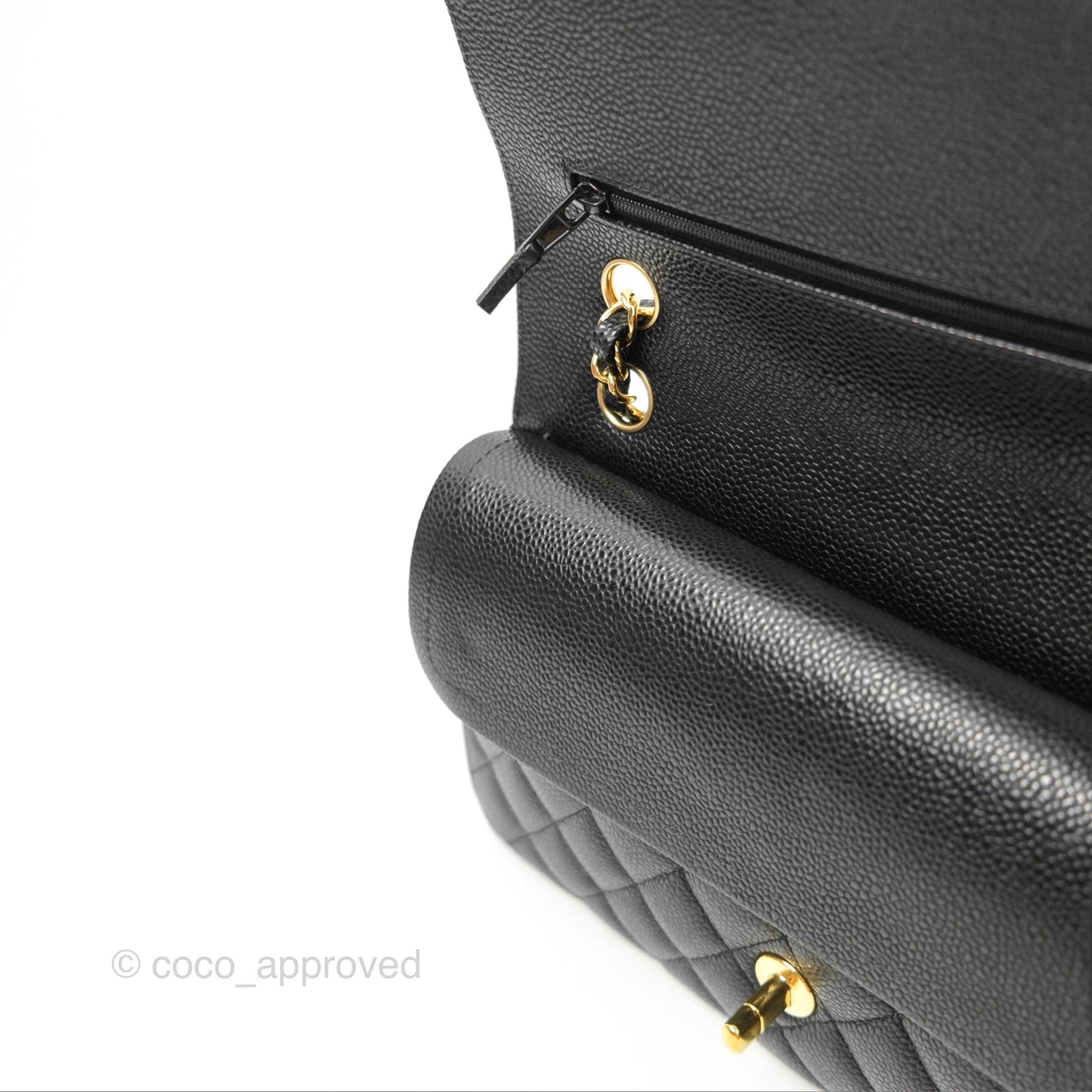 Chanel Classic M/L Medium Flap Quilted Black Caviar Gold Hardware