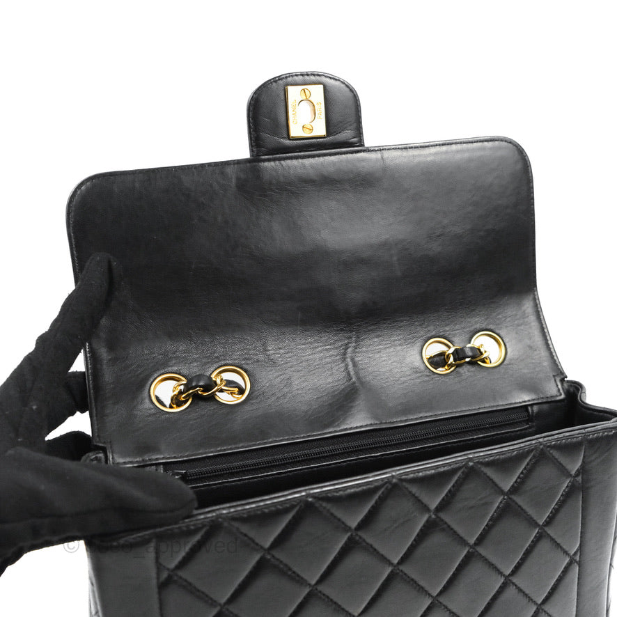 Chanel Vintage Small Flap Bag Black Lambskin 24K Gold Hardware