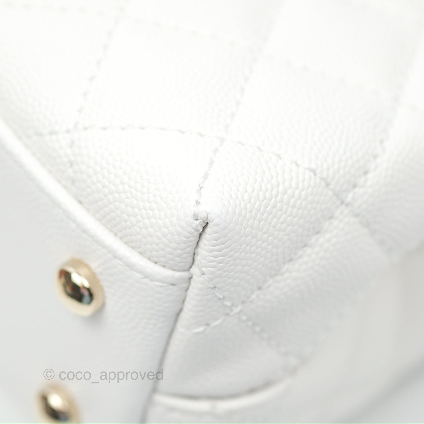 Chanel Small Quilted Coco Handle White Caviar Gold Hardware