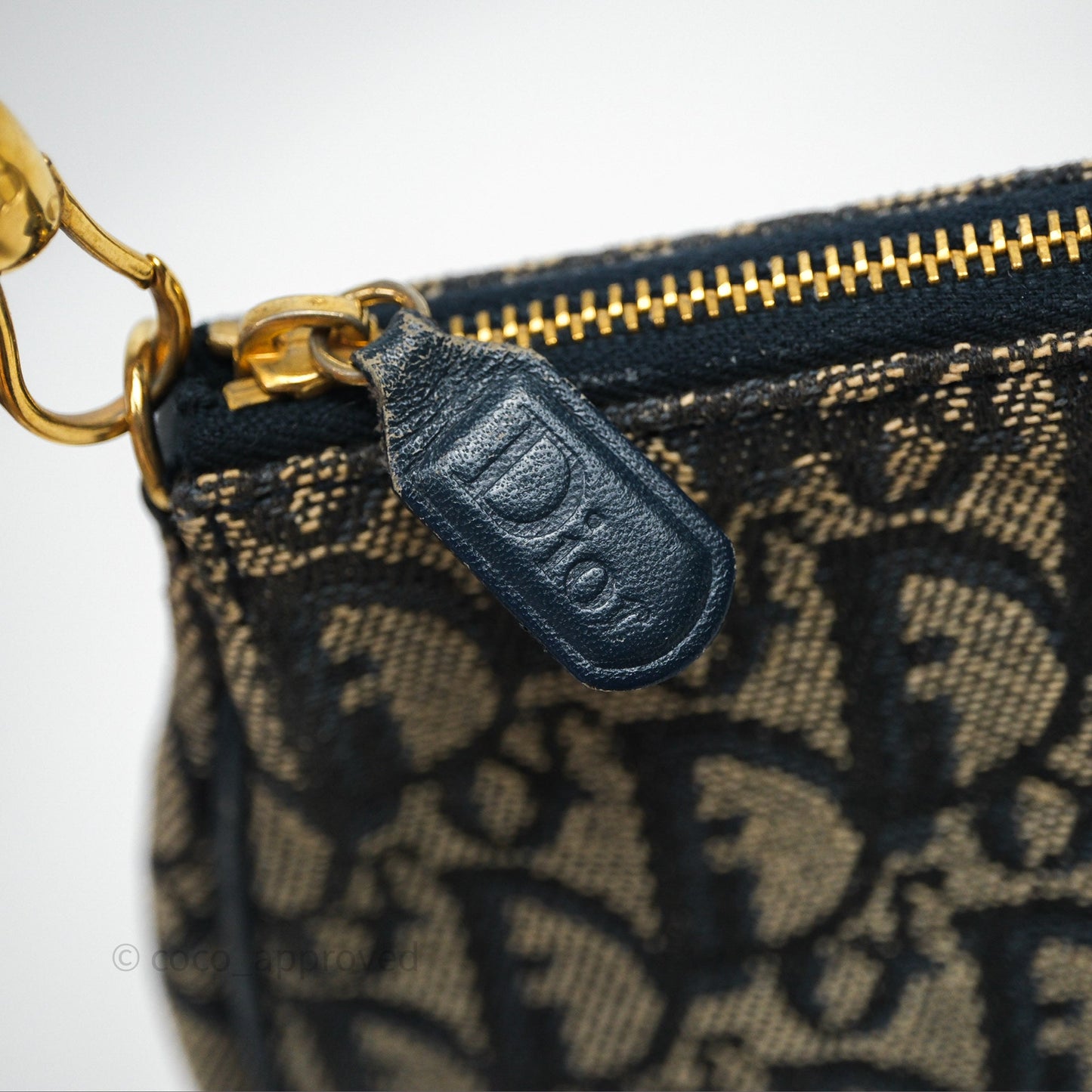 Christian Dior Vintage Mini Saddle Bag Blue Oblique Jacquard