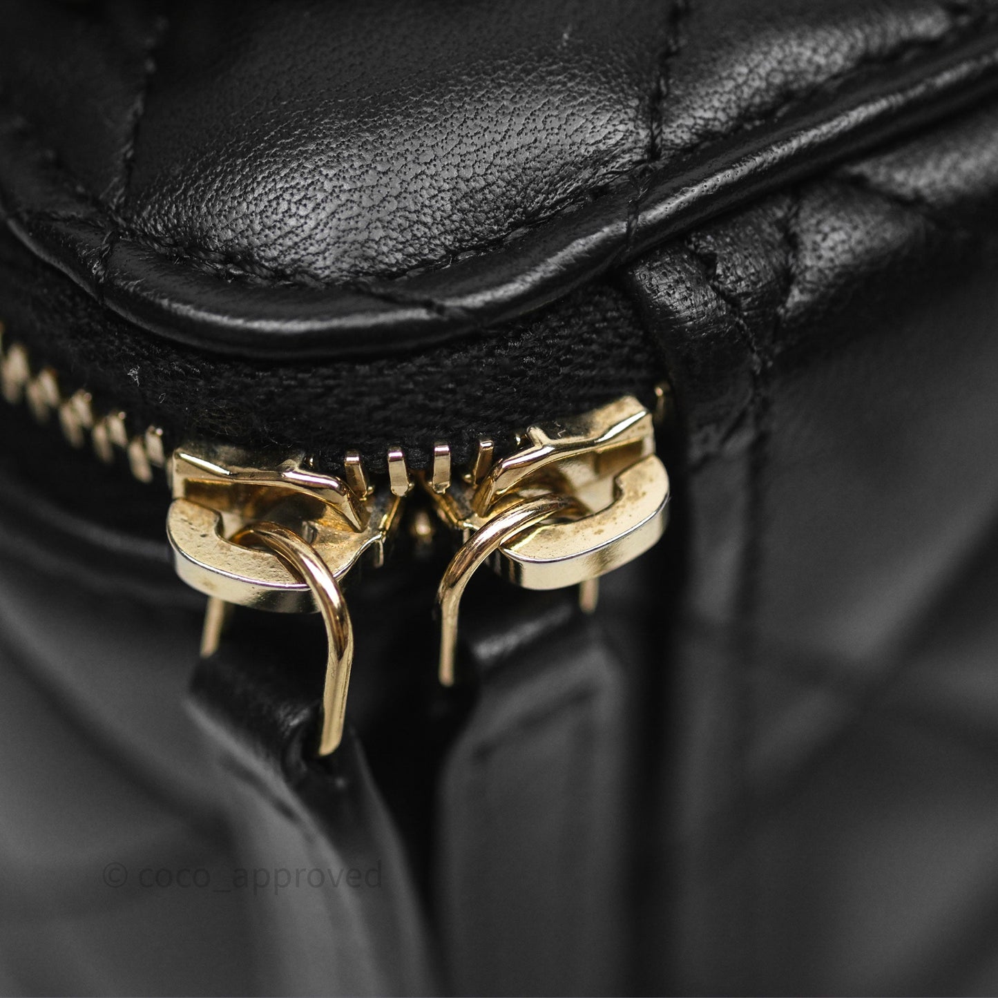 Chanel Mini Metal Top Handle Vanity With Chain Black Lambskin Aged Gold Hardware