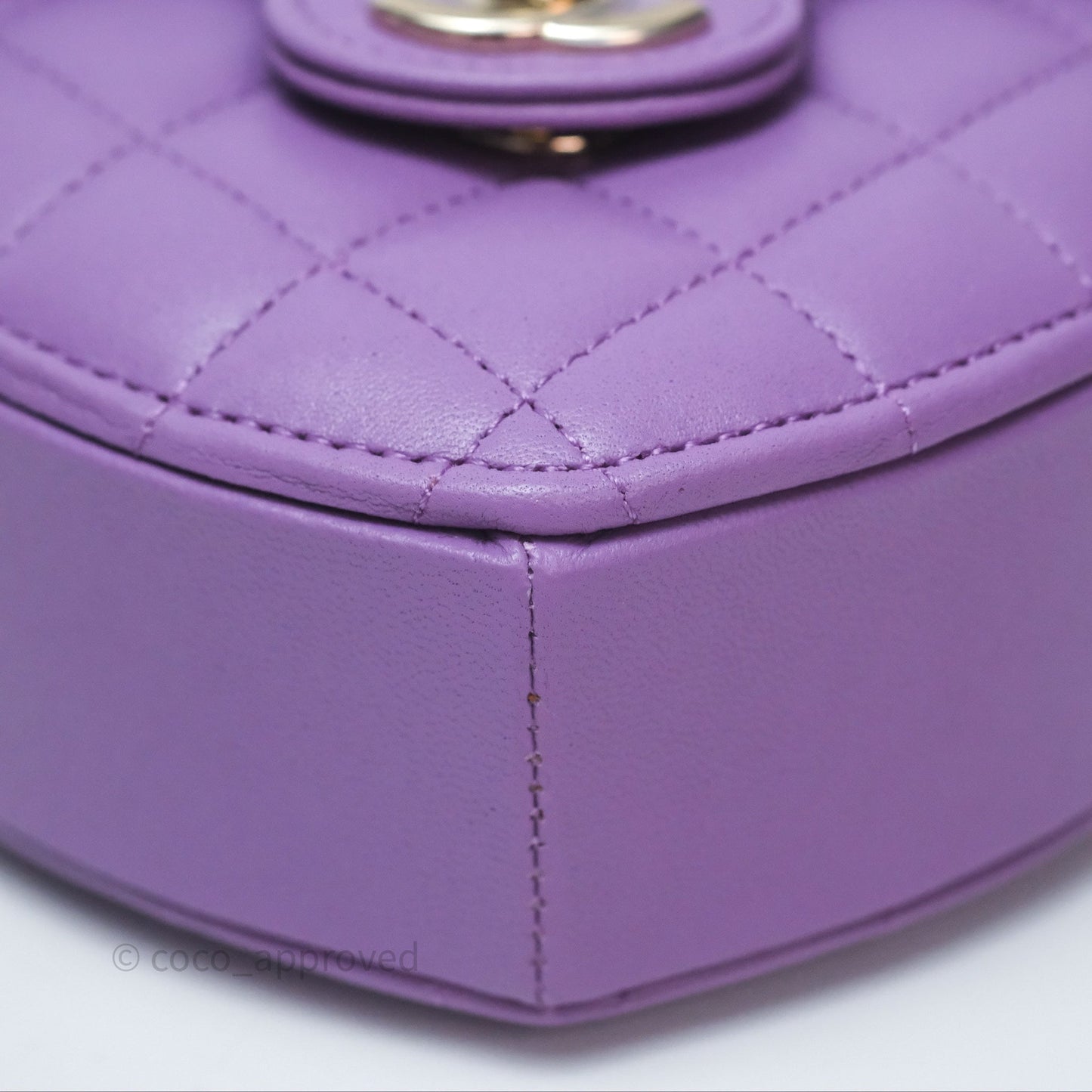 Chanel Small Heart Bag Purple Lambskin Gold Hardware 22S