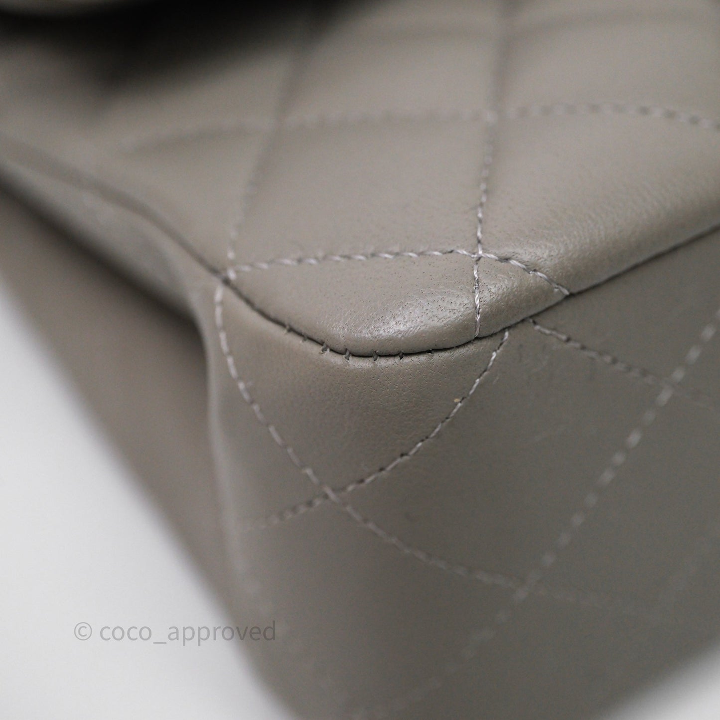 Chanel Classic M/L Medium Flap Quilted Grey Lambskin Silver Hardware
