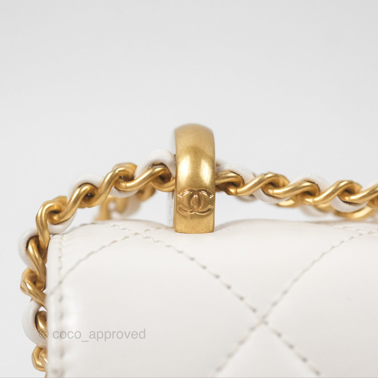 Chanel Quilted Mini Perfect Fit Adjustable White Calfskin Gold Hardware 24C
