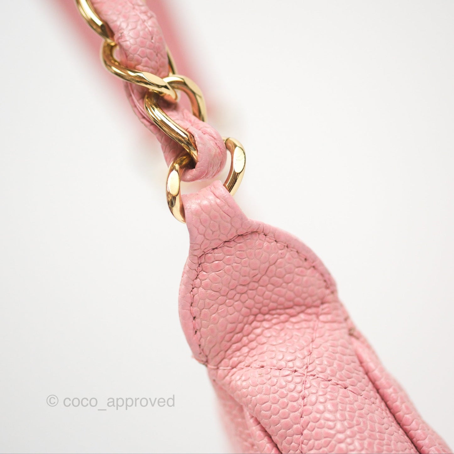 Chanel Vintage CC Quilted Shoulder Bag Pink Caviar Gold Hardware