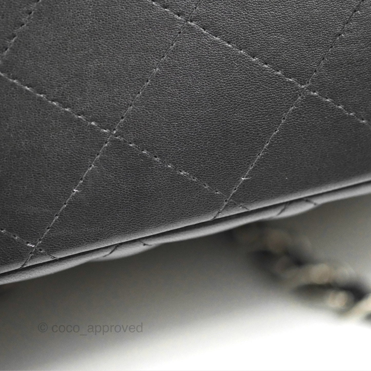 Chanel Quilted Maxi Double Flap Black Lambskin Silver Hardware