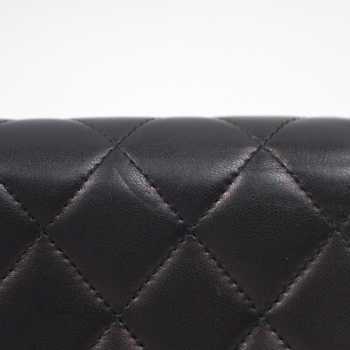 Chanel Quilted Classic Zip Long Wallet Black Lambskin Silver Hardware