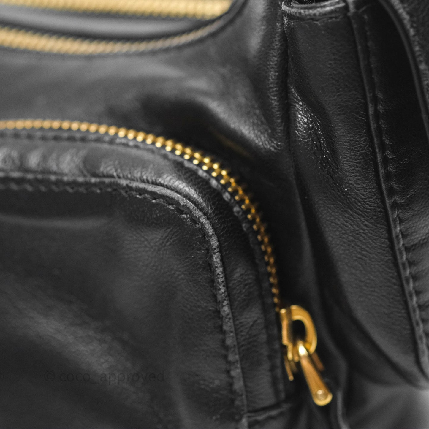Miu Miu Nappa Leather Pocket Bag Black Lambskin Gold Hardware