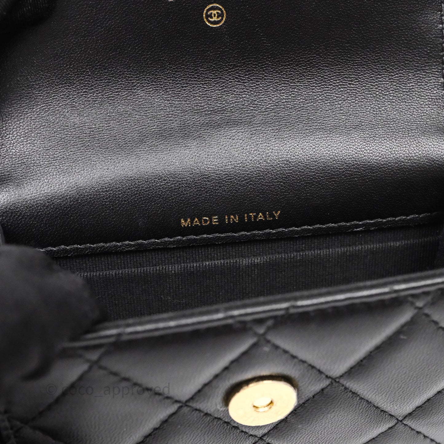 Chanel Jewel Hook Card Holder Black Lambskin Aged Gold Hardware