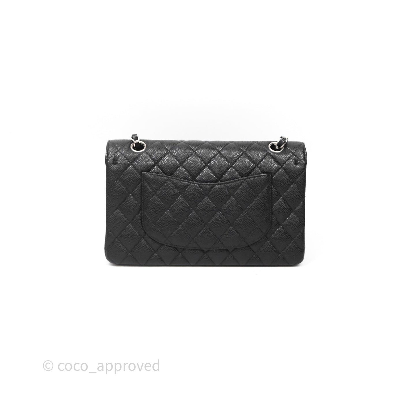 Chanel Classic M/L Medium Flap Quilted Black Caviar Silver Hardware
