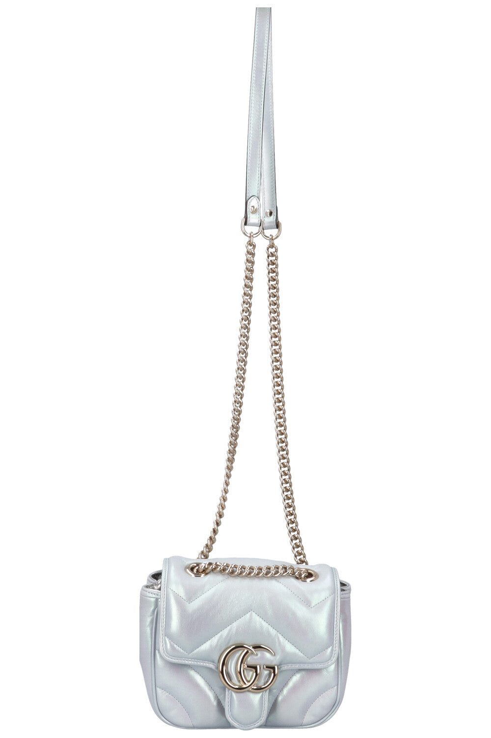 Luxury Gucci Trending 2025 GG Marmont Mini Shoulder Bag Blue Iridescent