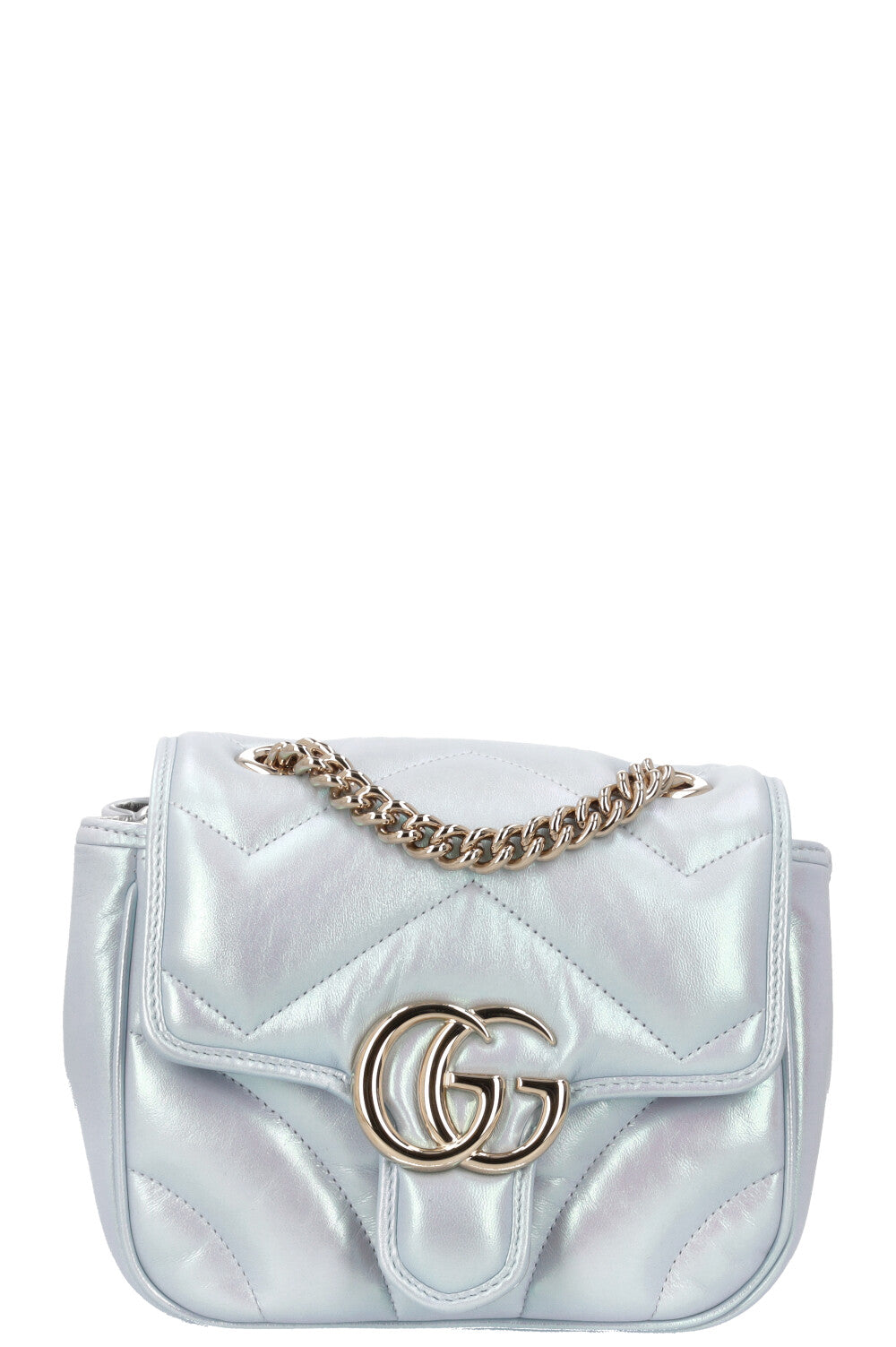 Luxury Gucci Trending 2025 GG Marmont Mini Shoulder Bag Blue Iridescent
