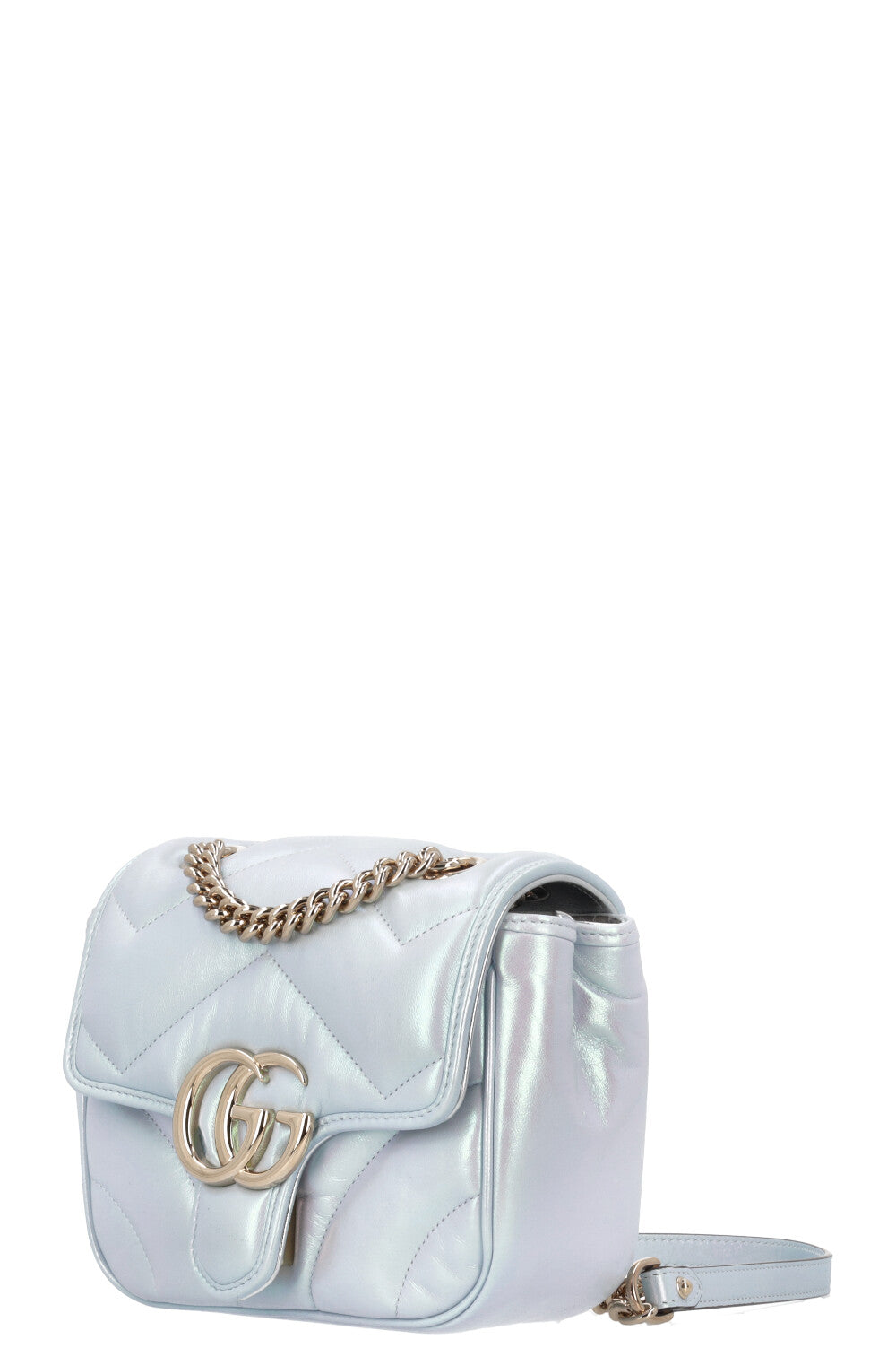 Luxury Gucci Trending 2025 GG Marmont Mini Shoulder Bag Blue Iridescent