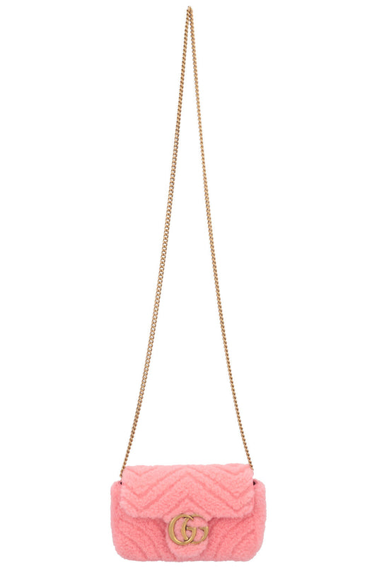 Luxury Gucci Trending 2025 Mini Marmont Shearling Crossbody Bag Pink