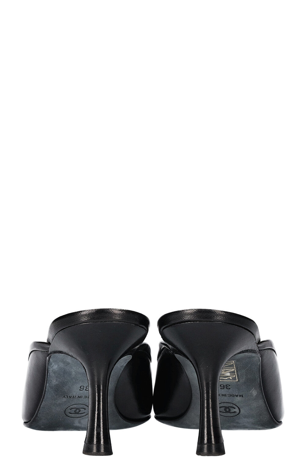 CHANEL Vintage CC Mules Black Alligator Cap