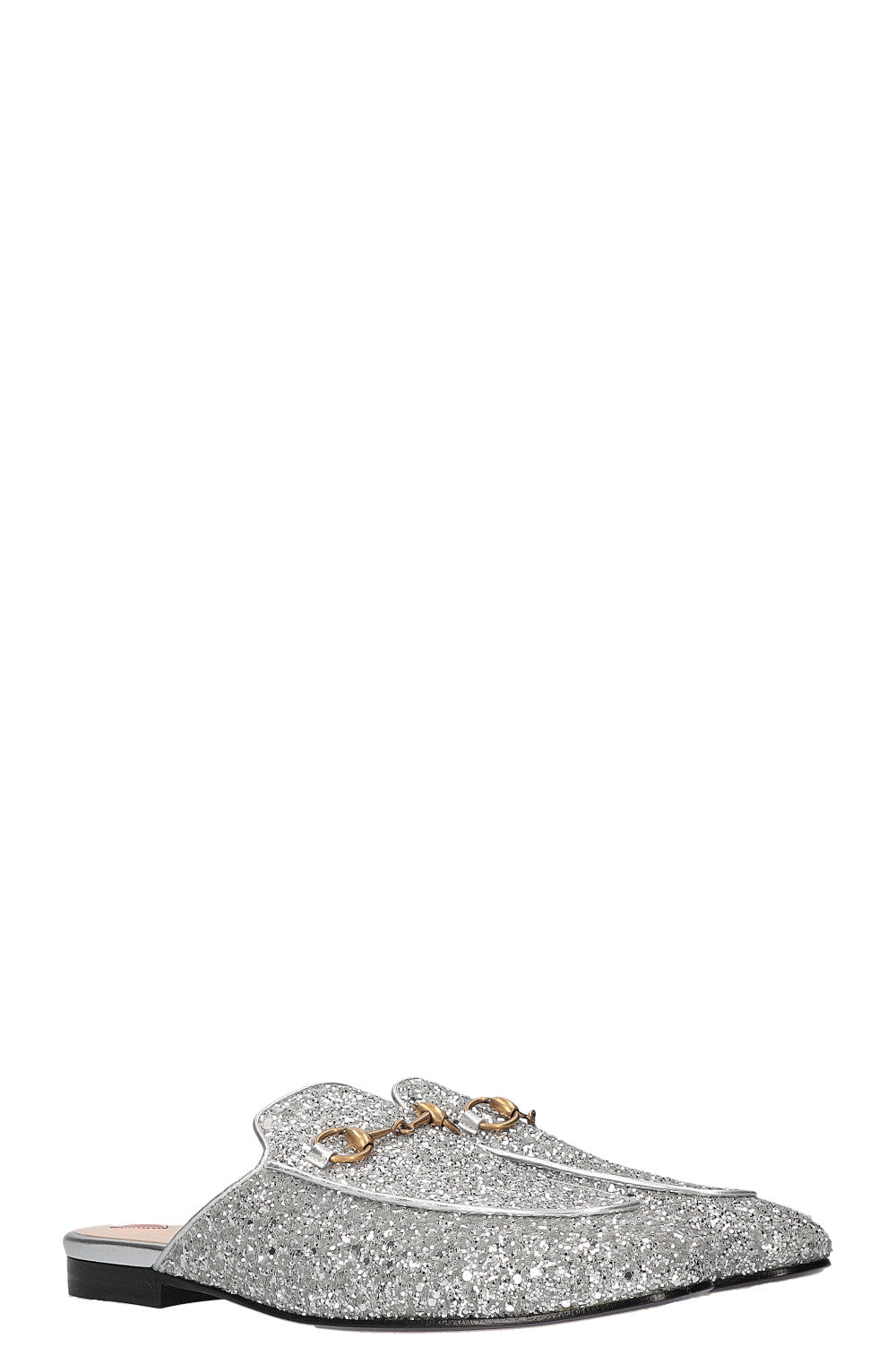 Luxury Gucci Trending 2025 Princetown Flats Glitter Silver