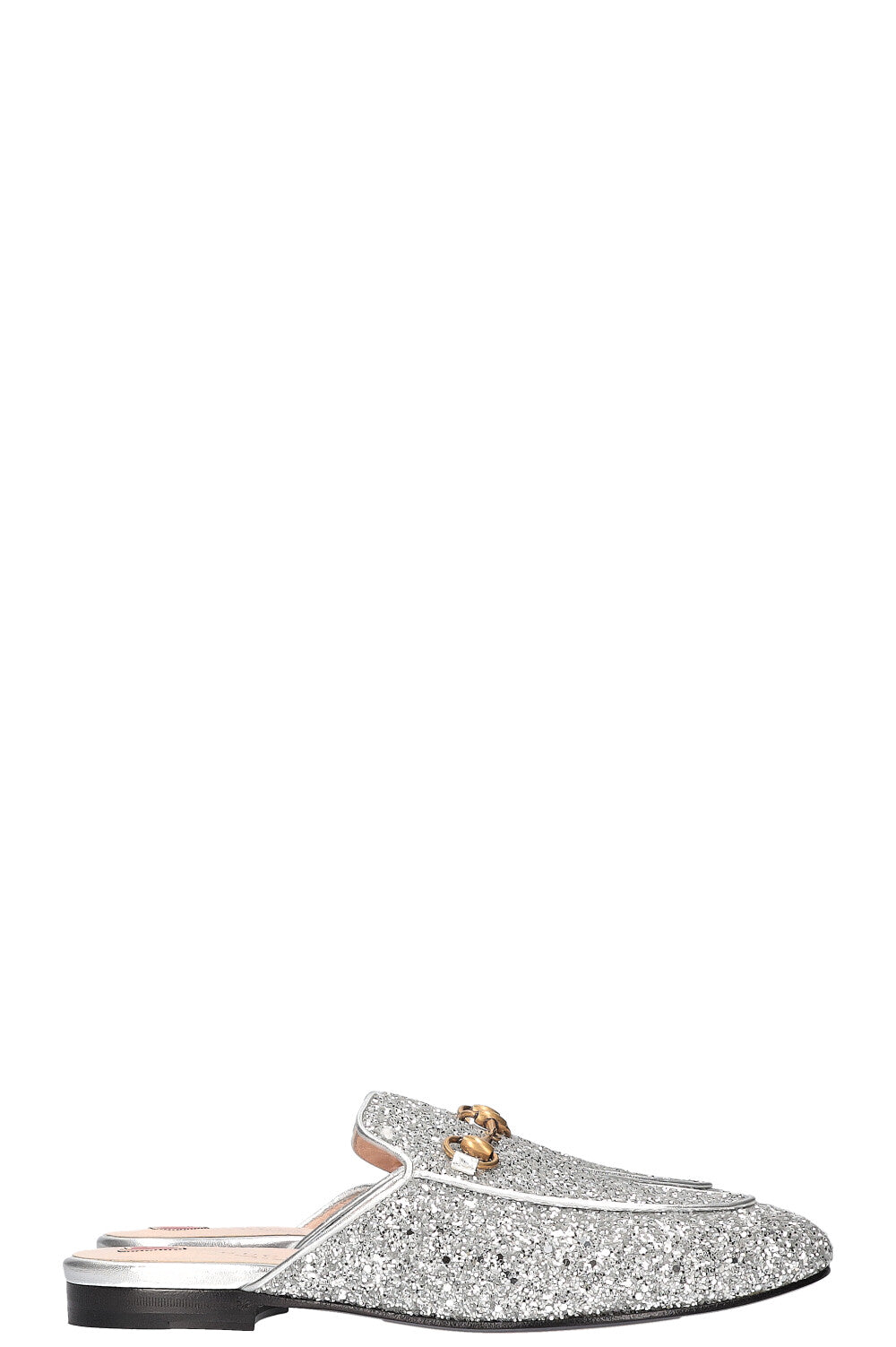 Luxury Gucci Trending 2025 Princetown Flats Glitter Silver
