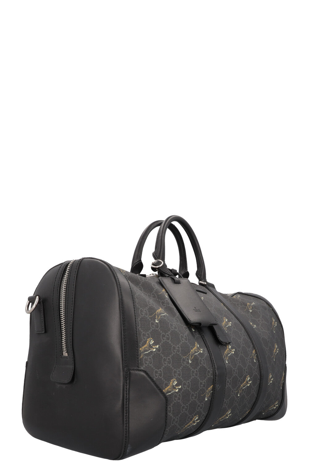Luxury Gucci Trending 2025 Tiger Supreme Canvas Bowling Bag Charcoal