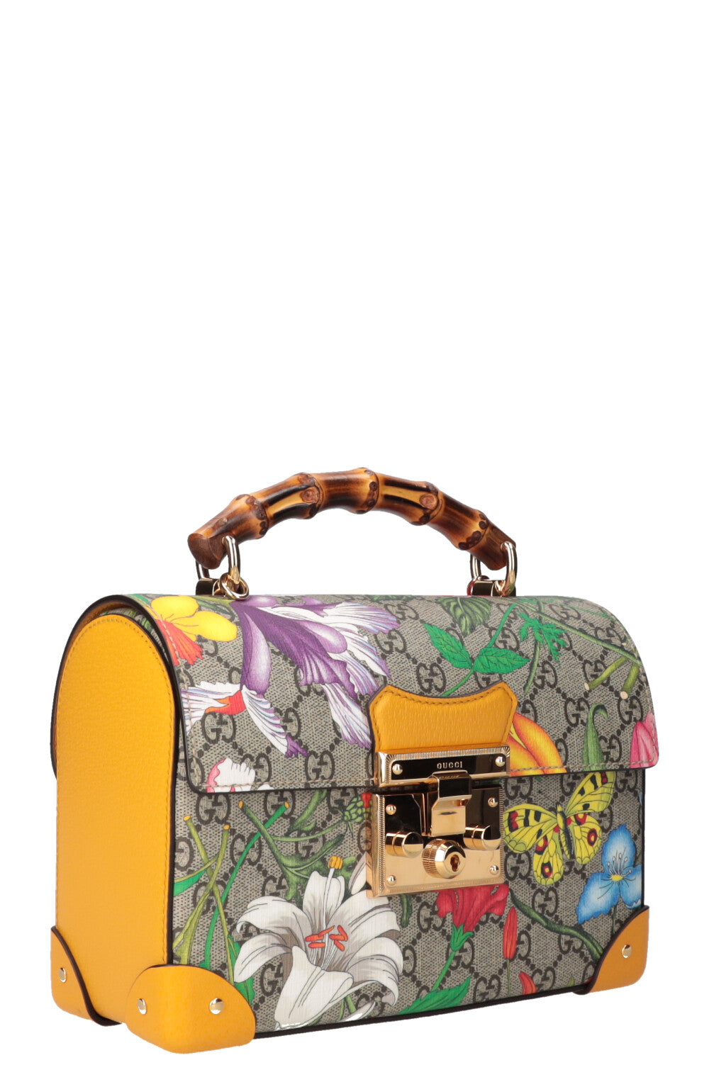 Luxury Gucci Trending 2025 Padlock Bamboo Bag Flora GG