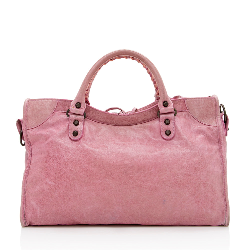 Luxury Balenciaga Agneau Classic City Satchel (SHF-17347)