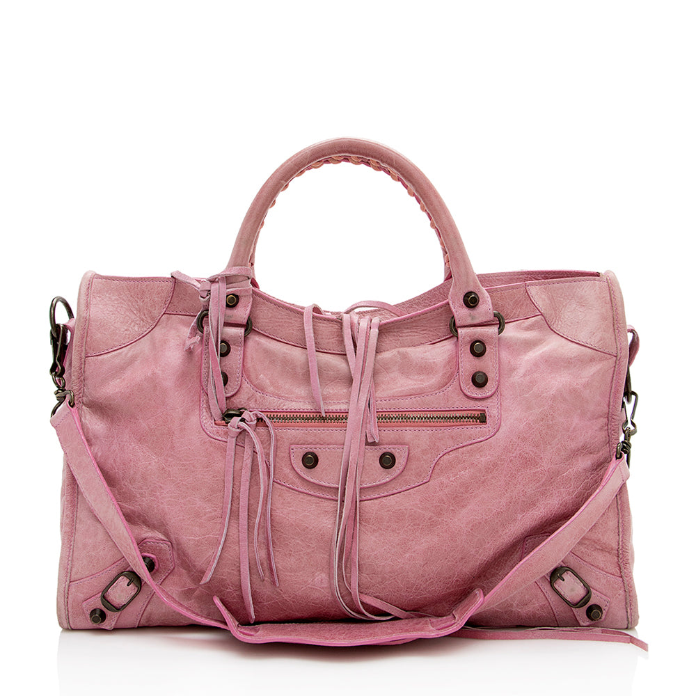 Luxury Balenciaga Agneau Classic City Satchel (SHF-17347)