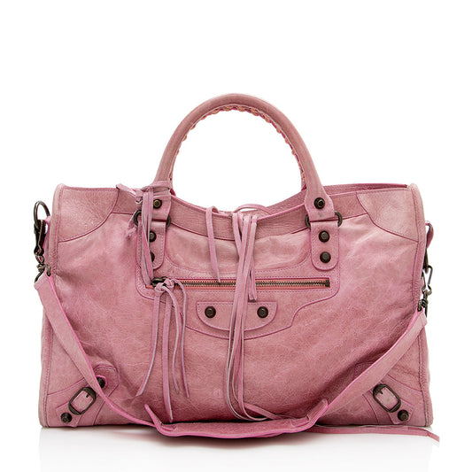 Luxury Balenciaga Agneau Classic City Satchel (SHF-17347)